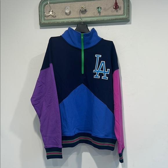 Terez MLB official fan meech Los Angeles Colorblock Jacket quarter zip - Picture 2 of 7